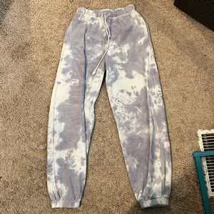 blue and white tye dye sweat pants